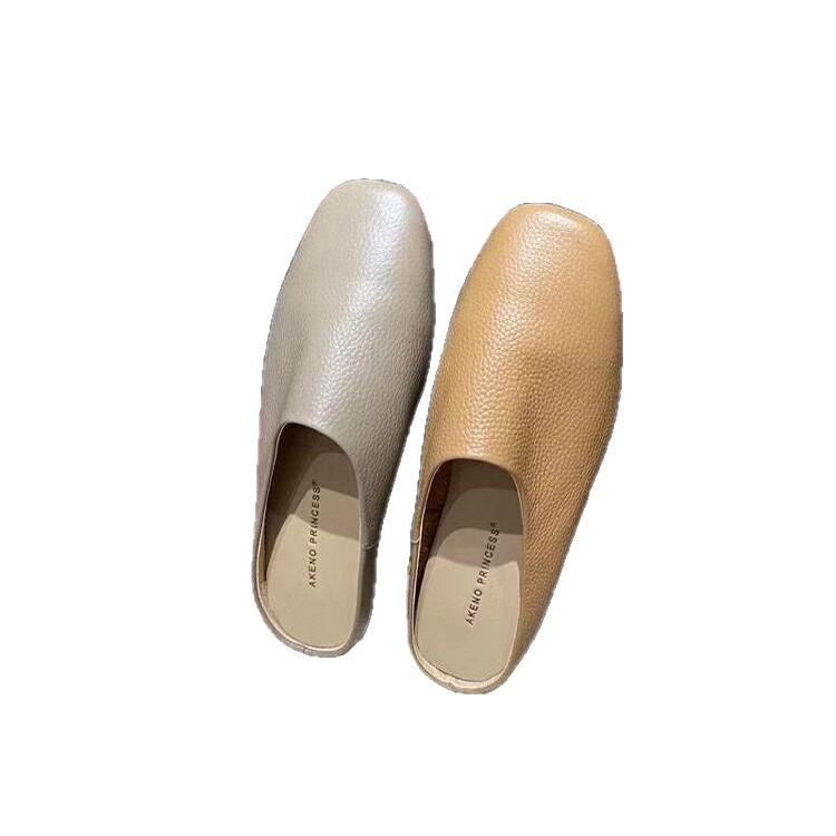 Baotou Half Slippers Women's Summer Wear 2025 Ultra-soft Leather Soft-soled Lazy Single Shoes Comfortable and Versatile Temperament Muller Shoes