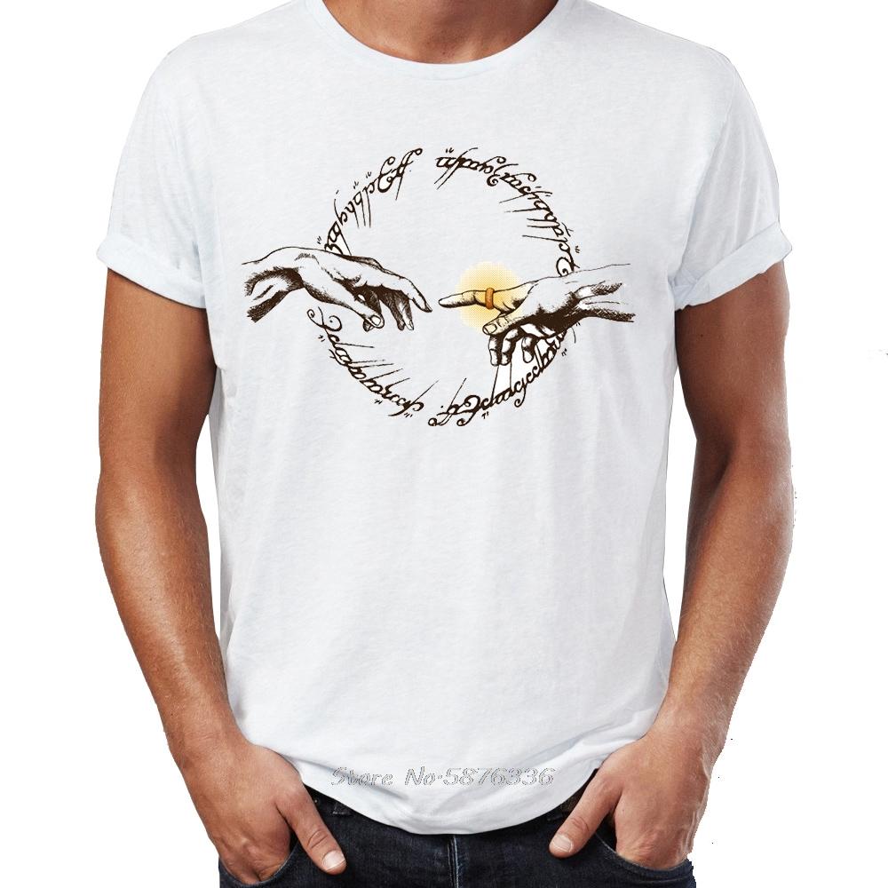 Mens T Shirt Vincent Van Gogh The Starry Night With Middle Earth Sauron Tower Printed Tees