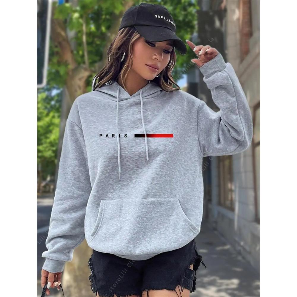 PARIS Hot Selling Hoodies for Women Tops Fashion Aesthetic Sweatshirt Y2k Street Clothing Pink Black Pullover Woman Hoody S-3XL