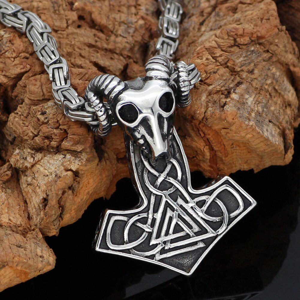 Северный викинг Огромный молот Тора Мьёльнир Норвежский козел Кнут Один символ кулон ожерелье