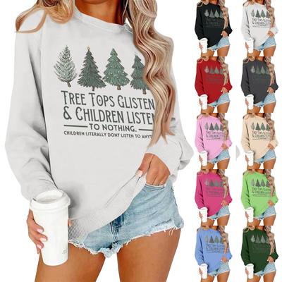 Женская модная повседневная свободная толстовка с круглым вырезом и длинным рукавом, однотонная