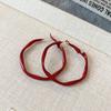 Анкара Красный Иглы Серебра Капли Масла Серьги-кольца: Женский ретро стиль Гонконга, универсальный, с уникальным дизайном.