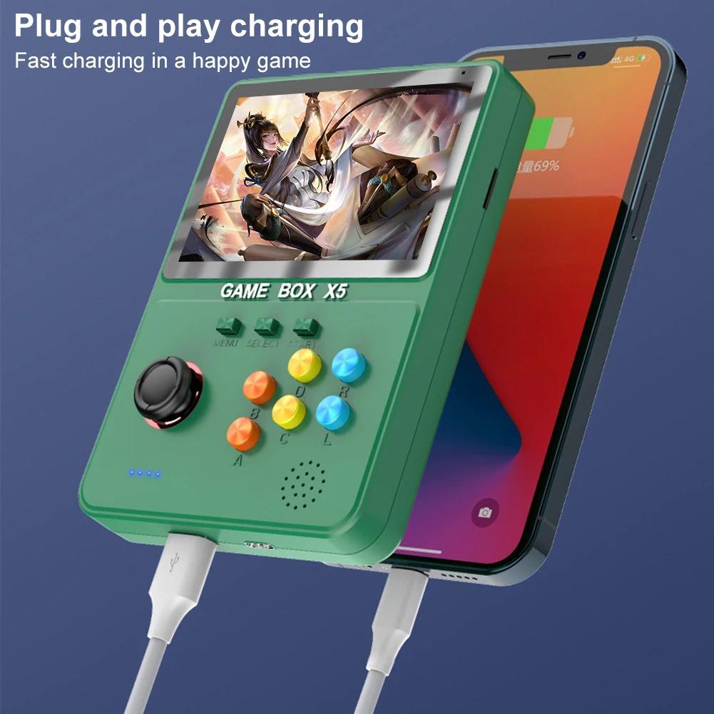 Портативная игровая консоль X5 Retro, внешний аккумулятор X5 Game, портативный внешний аккумулятор, емкость 8000 мАч, 4 дюйма, цветной экран с мягким светом, более 10000 игр