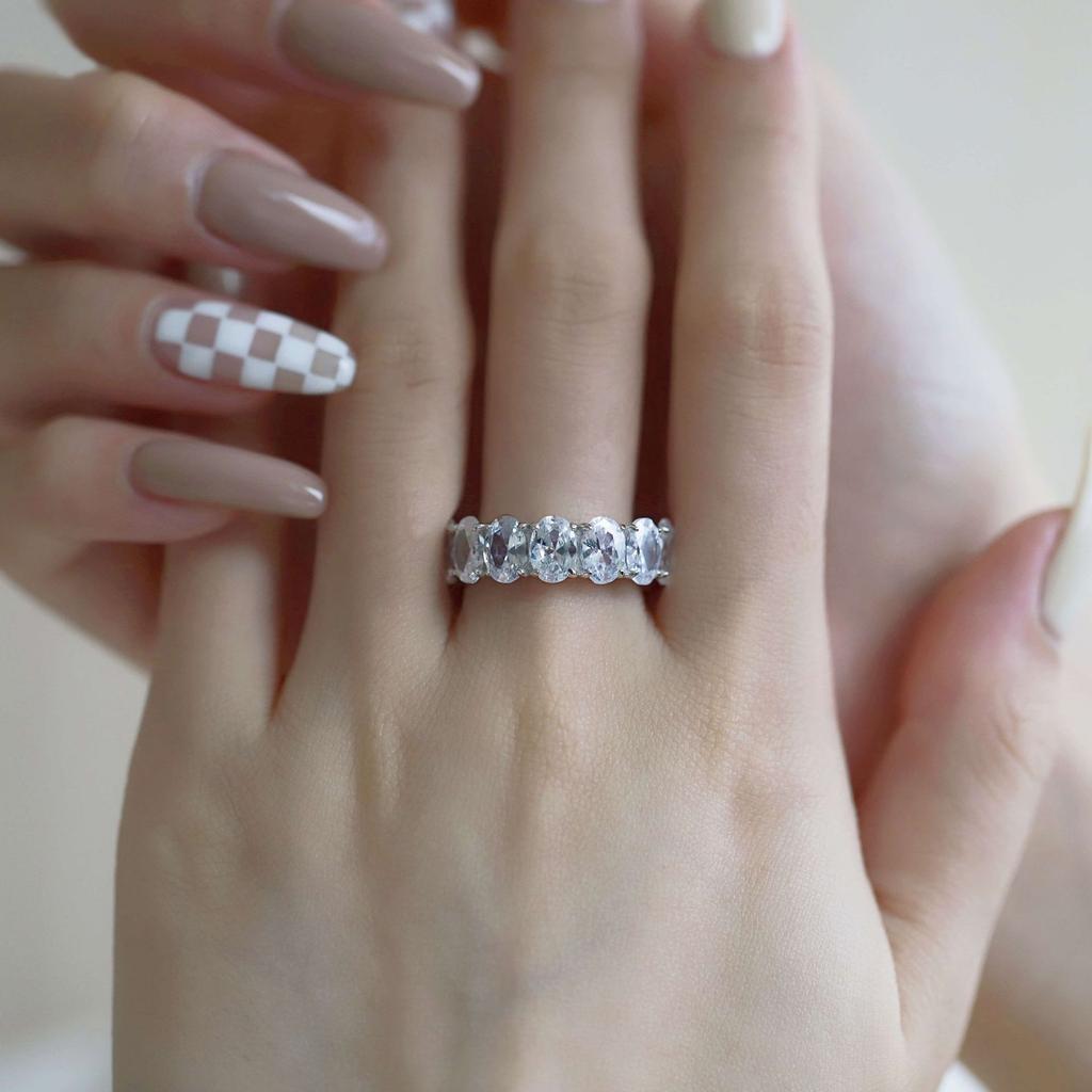 Tancise Women Classic 925 Sterling Silver Zircon Ring Ladies Jewelry Wedding Promise Party Gift