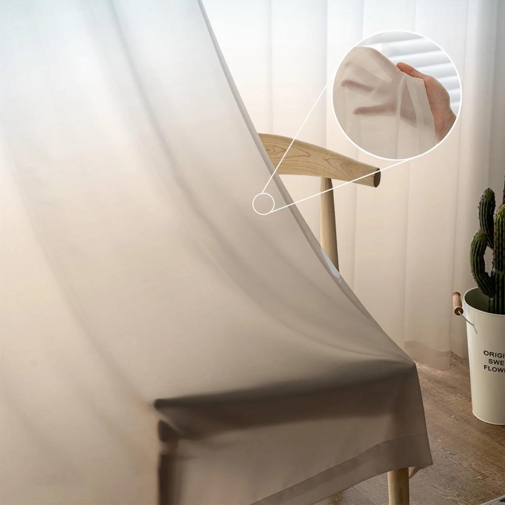 Teal Green Khaki Gradient Sheer Drapes for Living Room Decoration Window Curtains for Kitchen Curtains