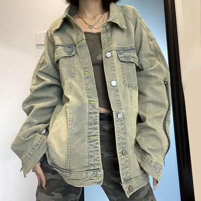Джинсовая куртка женская плюс размер молния свободная куртка на пуговицах женское удобное спортивное повседневное пальто