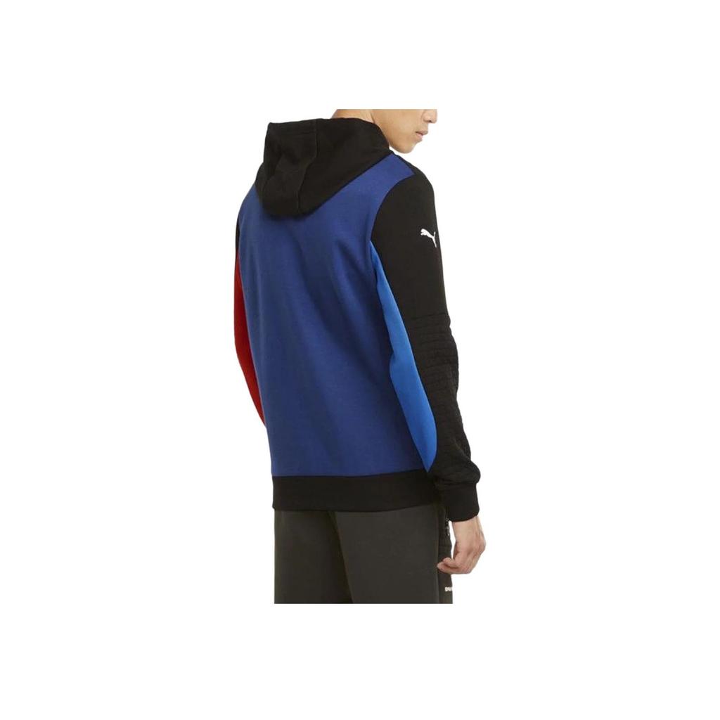 Puma BMW Motorsport Logo Patchwork Drawstring Zip Hoodie Jacket Men Outerwear Sky-Blue 531187-04