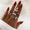 Chunky Punk Silver Color Skull Crown Finger Rings Set for Women Girl Female Vintage Star Sun Moon Knuckle Ring Jewelry New