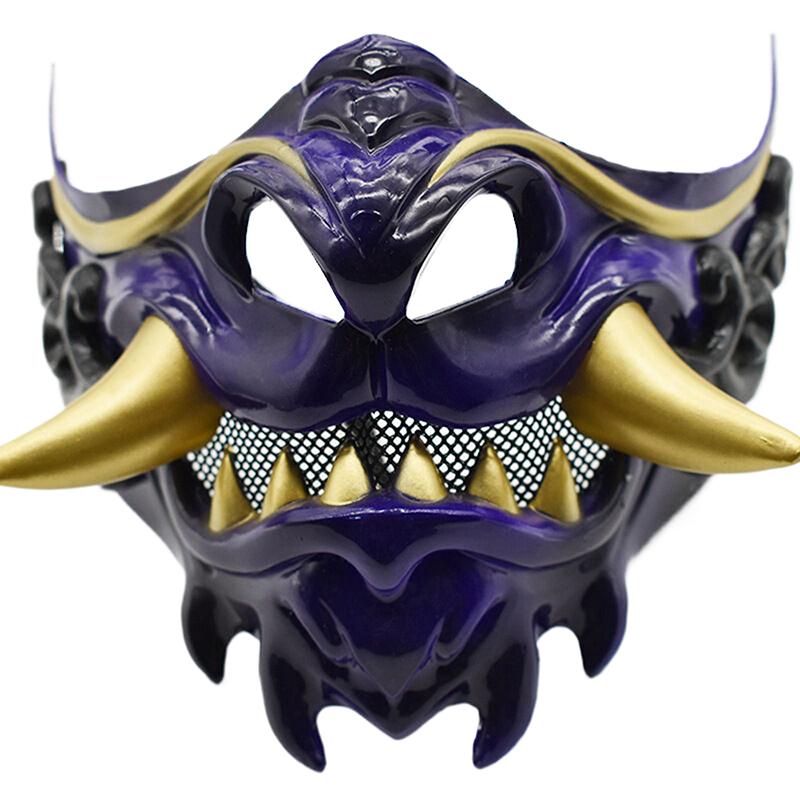 Половина лица Красная маска Праджняпарамиты Хэллоуин Злой Дьявол праздничная маска Игрушка Демон Самурай Маскарадная одежда для вечеринки Аксессуары