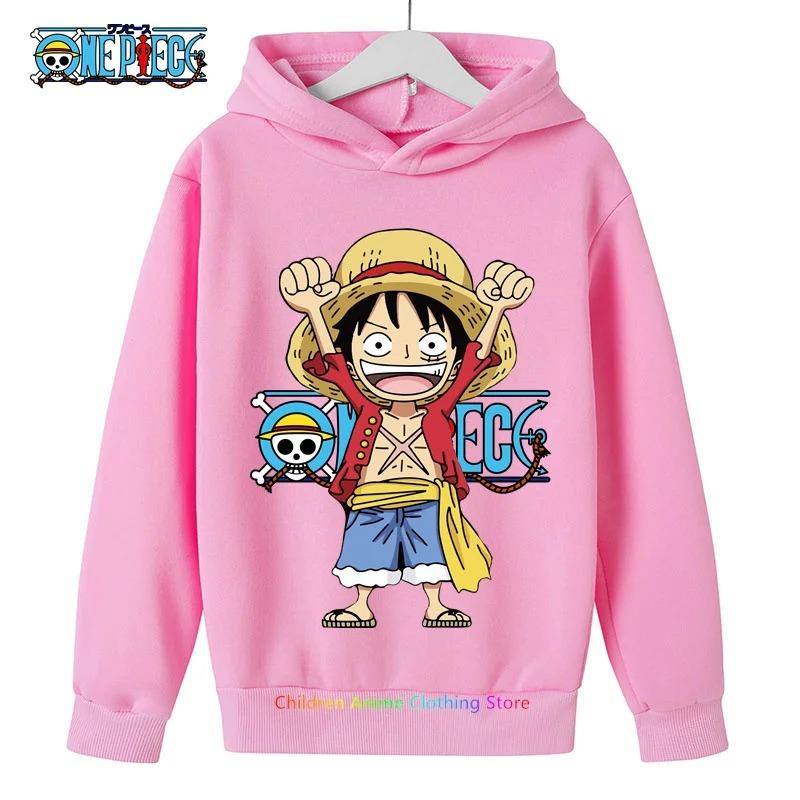 Толстовка с капюшоном Anime Luffy для детей, цельный свитшот, пальто для мальчиков и девочек, теплый свитер, осенняя одежда