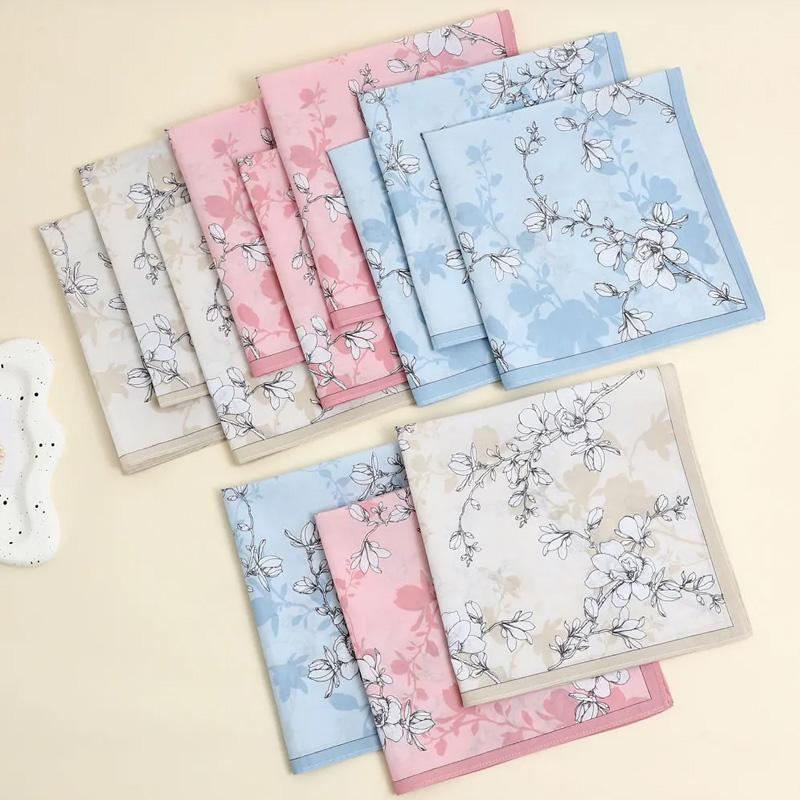 Набор из 3 женских носовых платков, цветные свадебные носовые платки, подарки на День матери, женский носовой платок, стираемый, из чистого хлопка