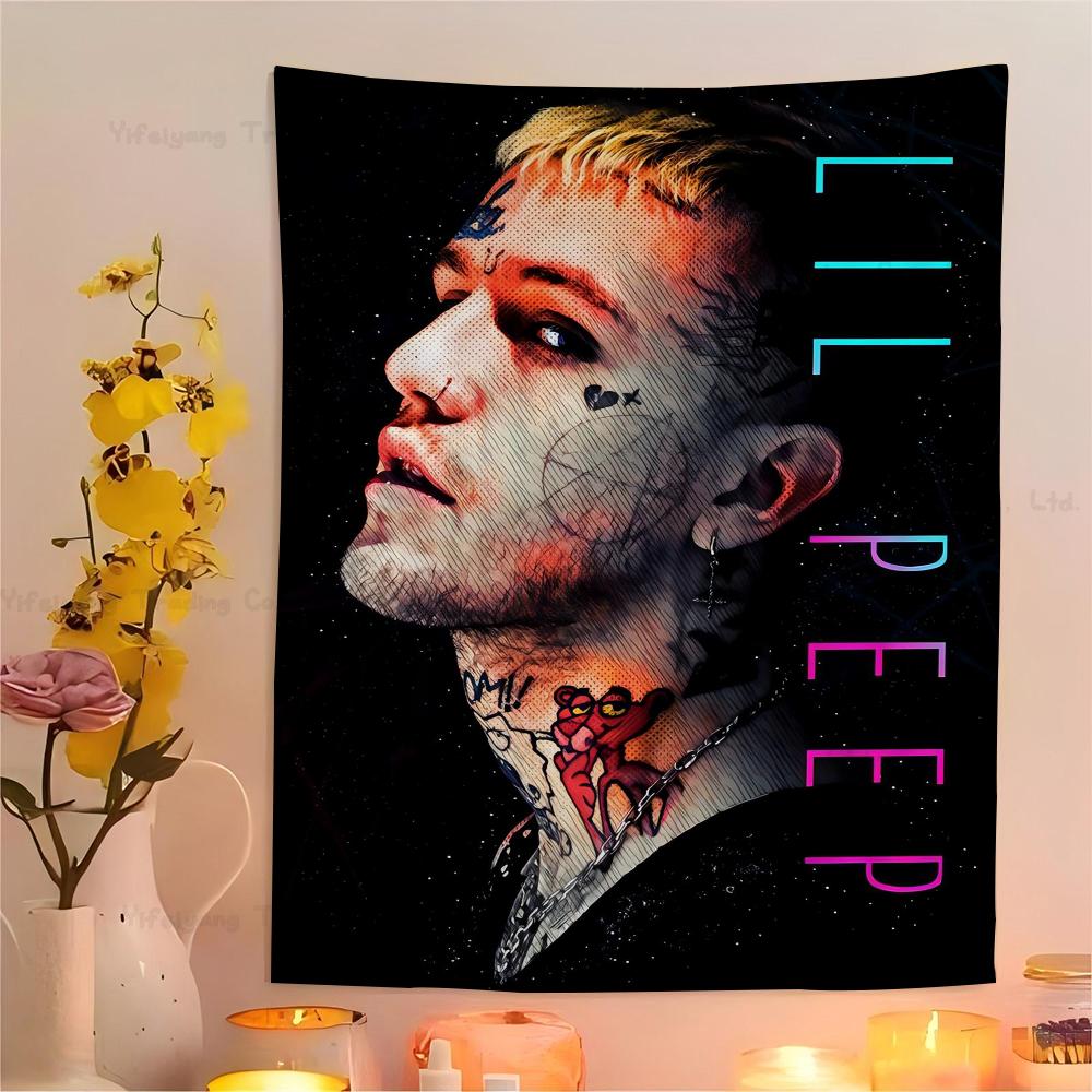 Хип-хоп рэпер Lil Peep Гобелен Арт-печать Бохо Настенные гобелены Мандала Декор Одеяло