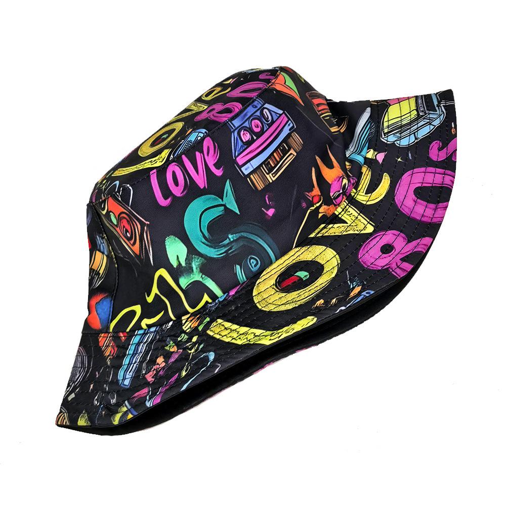 Cross-border Spring Summer Retro Women's European American Cartoon Fisherman Bucket Hat 100% Polyester Breathable Button Outdoor