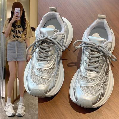 Женские кроссовки на толстой подошве, тонкие, дышащие, повседневные спортивные туфли, легкая и универсальная обувь