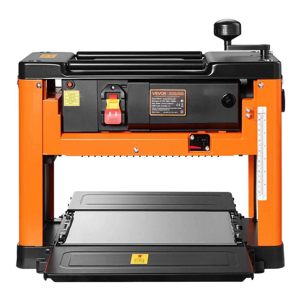 VEVOR Thickness Planer, 330 mm Width Worktable, Woodworking Power Benchtop Planer, Spiral-Style Cutterhead with 24 Inserts
