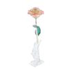 Long Stem Dipped 24k Gold Rose In Gift Box with Stand (White Pink Rose with Stand)