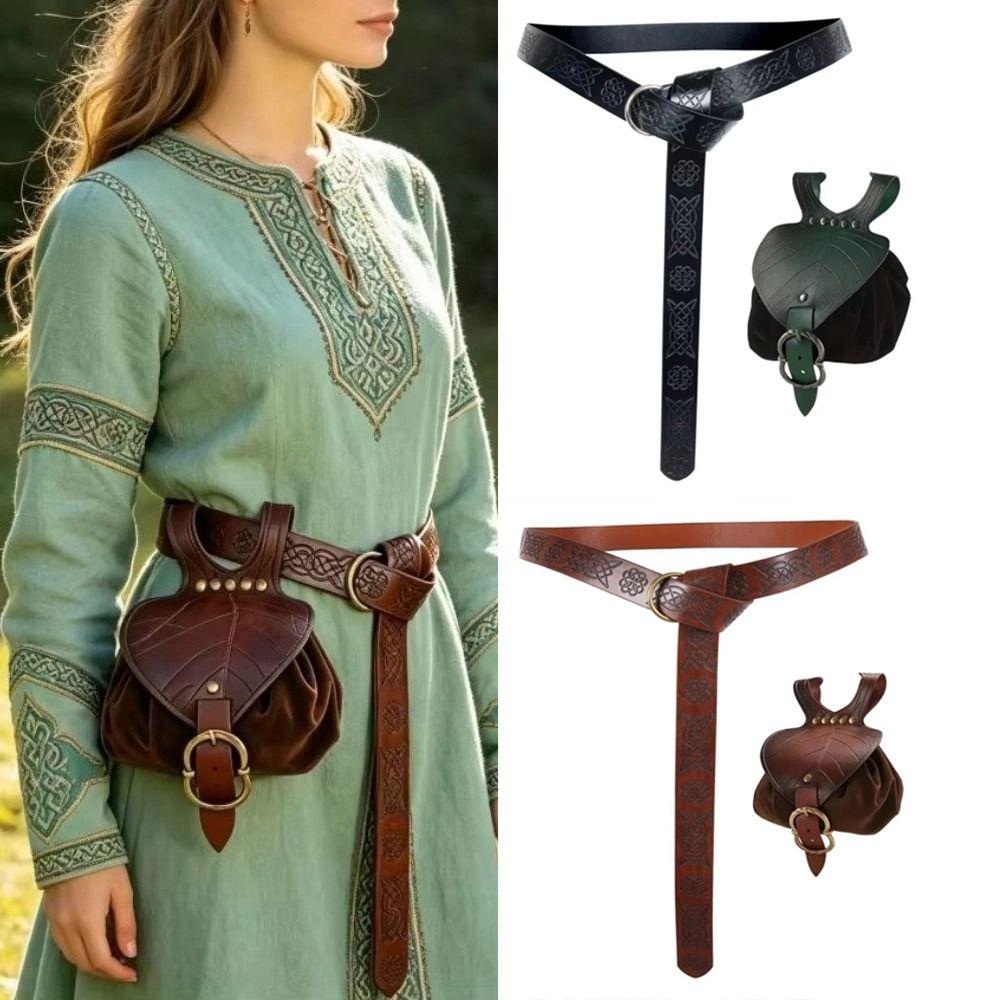 Faux Leather Medieval Belt Pouch Viking Waist Pack Set Costume Cosplay Accessories
