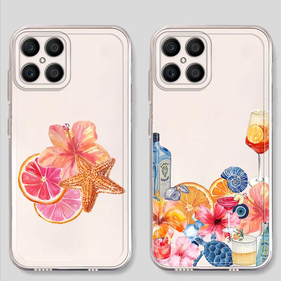 Чехол для Honor 90 Lite X8b X8a X9a X7b X8 X9b Мягкая накладка на телефон Фрукты Цветы