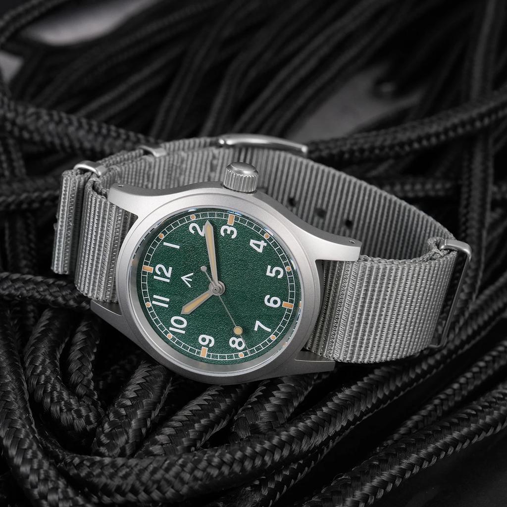 Militado ML12B 38мм Военные Часы VH31 Кварцевый Механизм Куполообразное Сапфировое Стекло C3 Люминесцентные Винтажные Часы 100м Водонепроницаемые