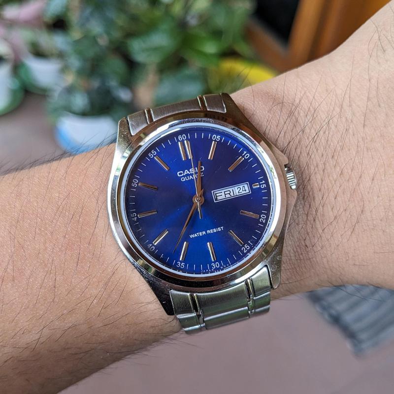 Casio Standard Series Stainless Steel Waterproof Calendar Quartz Movement Watch Men watches Blue MTP-1239D-2A