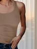 Women's Ribbed Tank Top Sleeveless Scoop Neck Slim Fit Cami for Streetwear and Layering