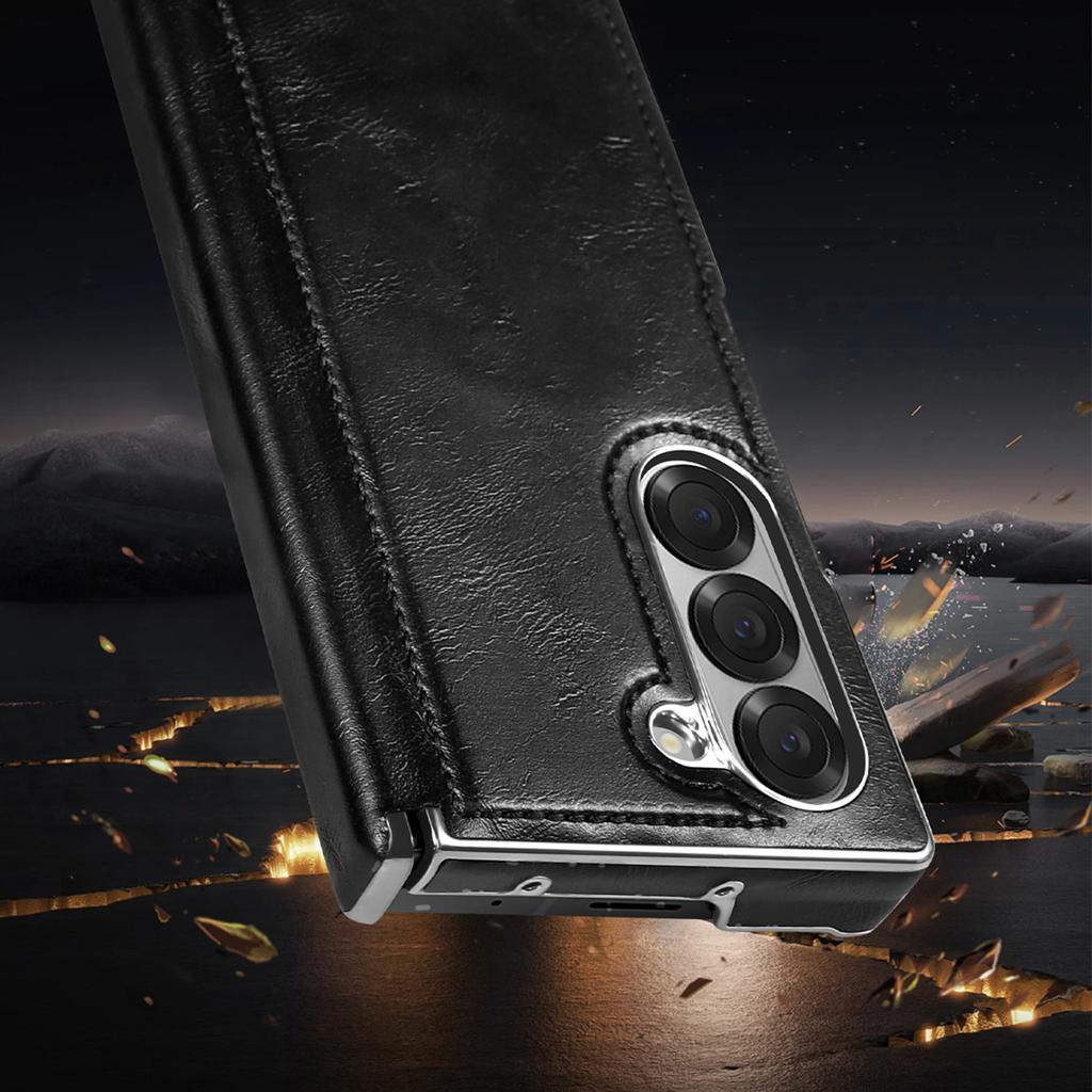 Роскошный деловой магнитный кожаный чехол для телефона Samsung Galaxy Z Fold 7 6 5 Защита центральной оси Ударопрочный Чехол для Magsafe