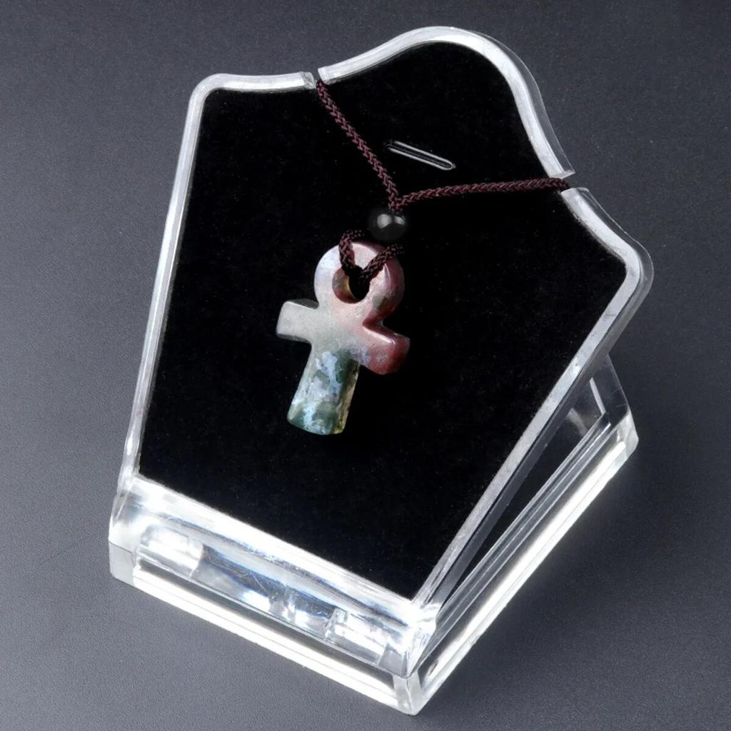 Ожерелье AnKa из натурального камня с кристаллами агатов Crux Ansata, подвеска в форме креста для женщин, подарок на день рождения, цепочка 32 см