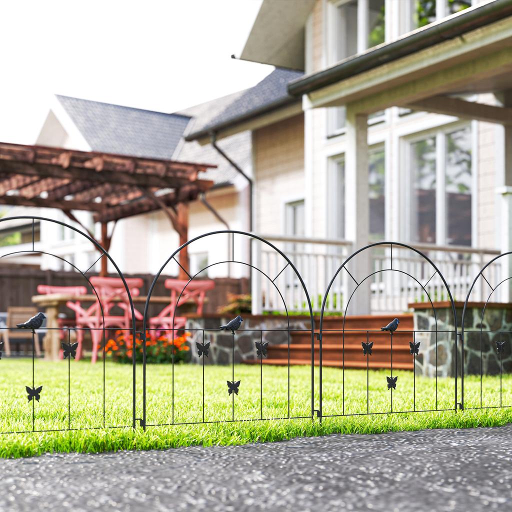 Garden Fence Steel Fence 300 Cm X 70 Cm High Decorative Lattice Fence Set Fence Elements Black