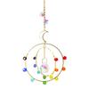 Crystal Sun Moon Wind Chime Sunlight Catcher Colorful Beads Round Border Indoor Bedroom Baby Room Ornament Decor