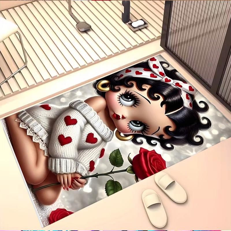 Betty Boop Print Rug, Washable Floor Carpet, For Entryway Dorm Laundry Room Office Study, Home Decor Birthday Christmas Gift