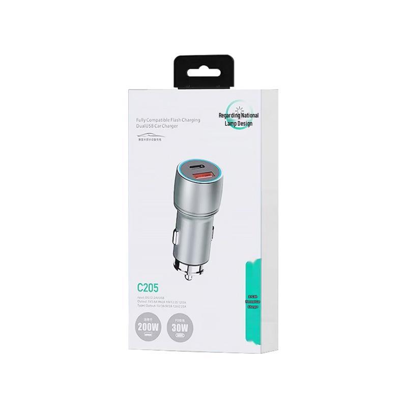 Мини-автомобильное быстрое зарядное устройство с двумя портами USB+PD QC3.0, металлическое