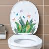 Наклейка на унитаз с зелеными растениями и бабочками, съемная самоклеящаяся водостойкая ПВХ гостиная, настенная наклейка для ванной комнаты, украшение для крышки унитаза