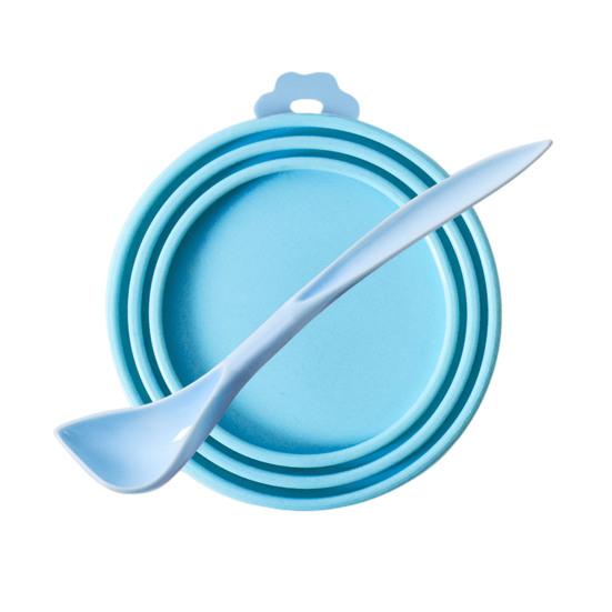 Pet Food Can Cover Reusable Silicone Sealed Can Cover with Spoon Fits 3 Standard Size Food Cans for Pet Food Cans or Canned Goods