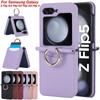 Cross Grain Leather Ring Phone Case for Samsung Galaxy Z Flip 6 5 4 3 5G Z Flip6 Flip5 Z Flip4 Z Flip3 Wallet with Card Holder Shockproof Cover Coque