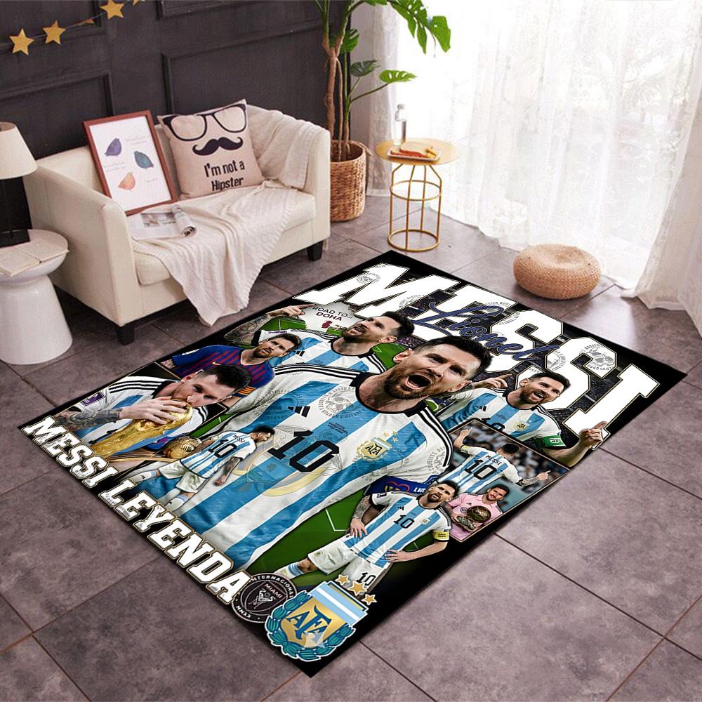 Argentina's Messi Celebration Themed Anti-Slip Rugs - Polyester Home Decor, Suitable for Bedrooms, Living Rooms, Doorways, Studios, and Decorations