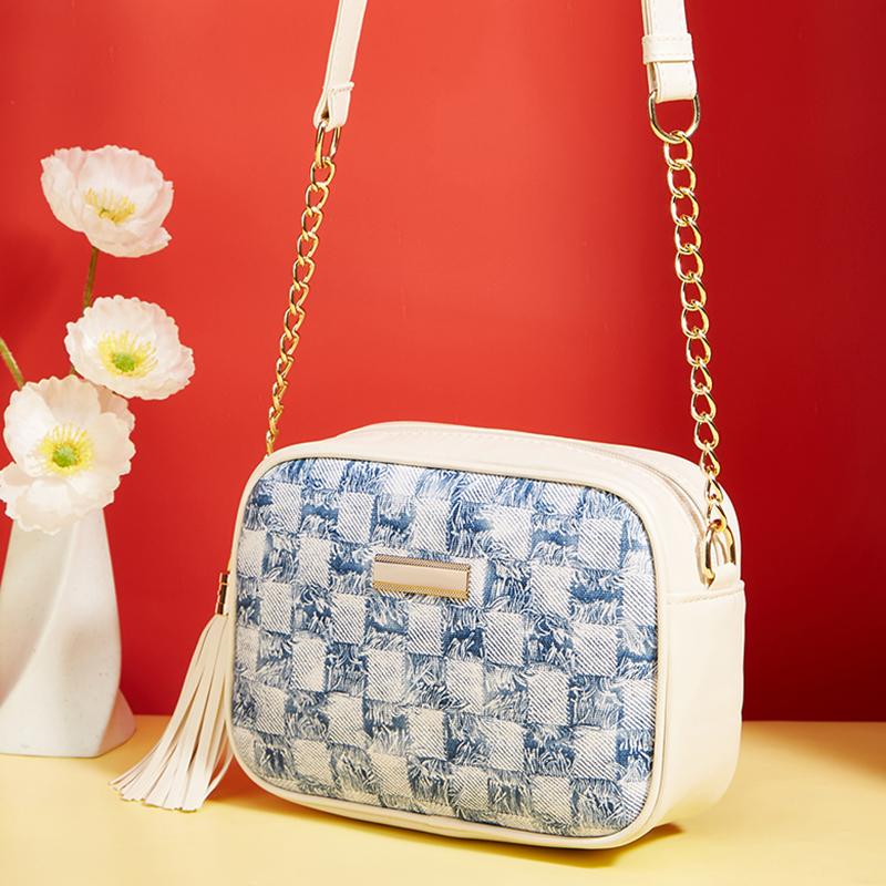 Yogodlns Shell Bag Stylish Plaid Design Shoulder Bag Storage Chic Crossbody Pocket for Women Vintage Tassel Messenger Bag Small Handbags