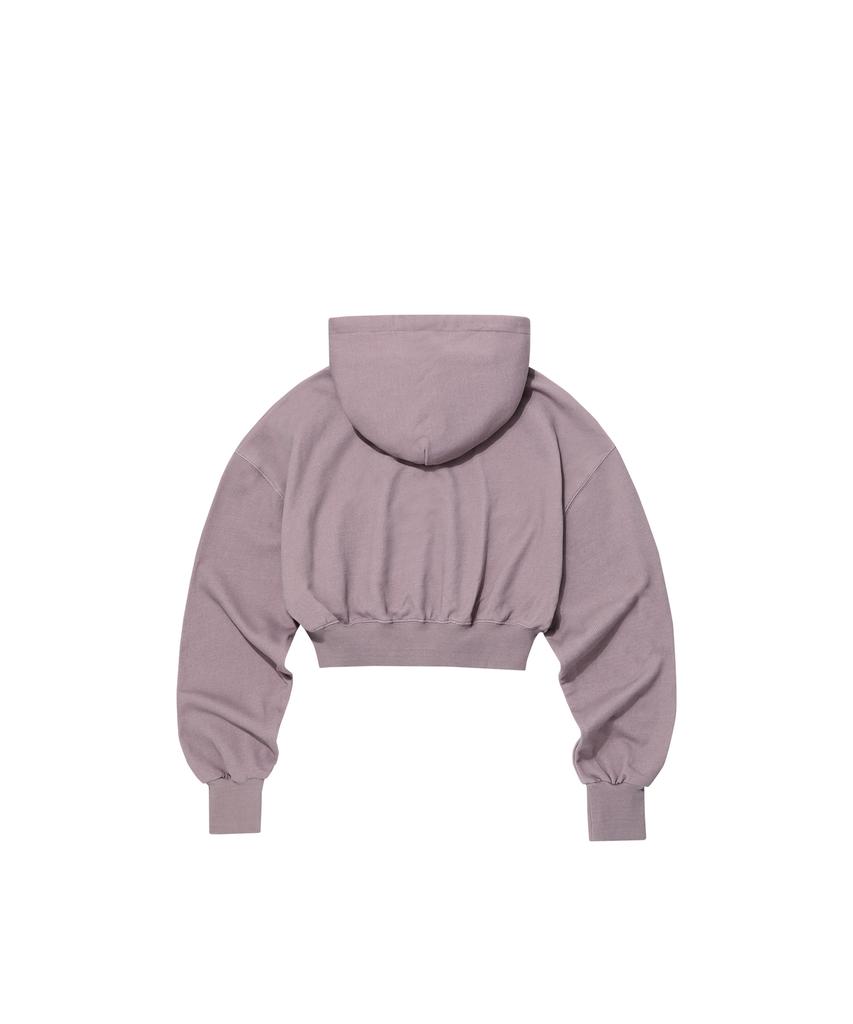 Худи на молнии с пигментной окраской Wooalong Signature Crop - Пыльно-розовый