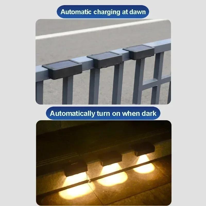 LED Solar Wall Lamp Outdoor Waterproof Solar Powered Light Home Courtyard Fence Railing Garden Yard Decor Outside Lighting