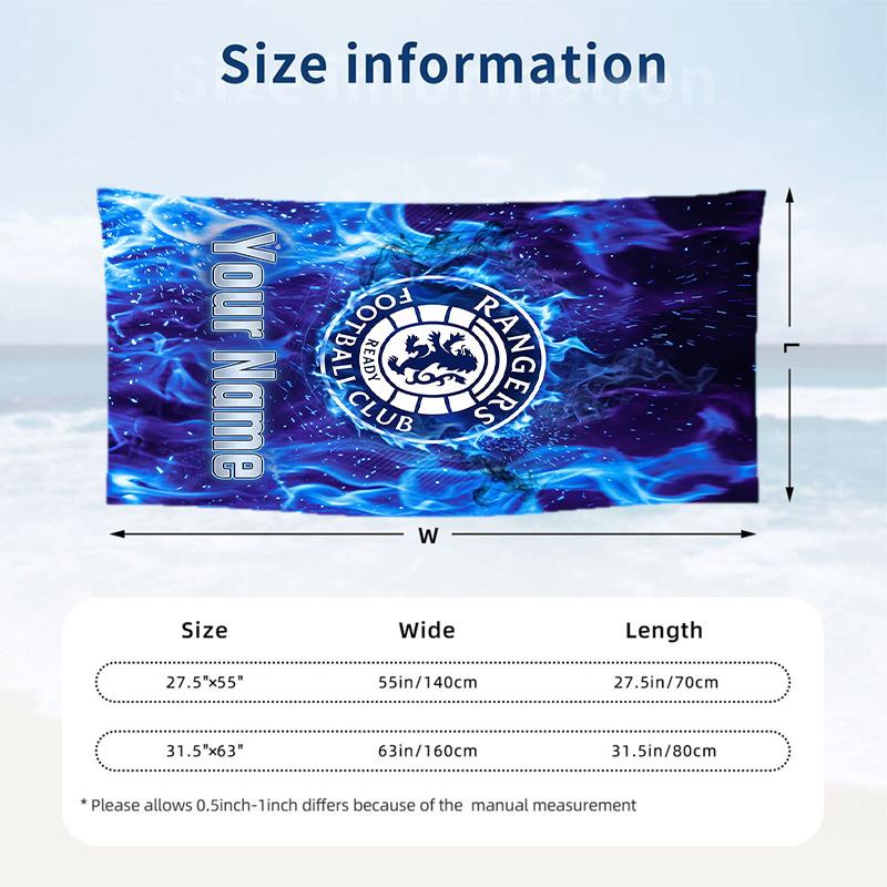Beach Towel Custom Name Text, Quick Dry Large Towel For Beach HomeRangers FC