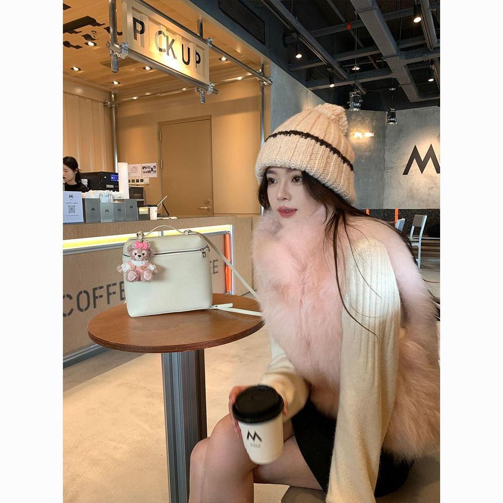 Marshmallow Faux Fox Fur Vest - Chenille Spandex Blend