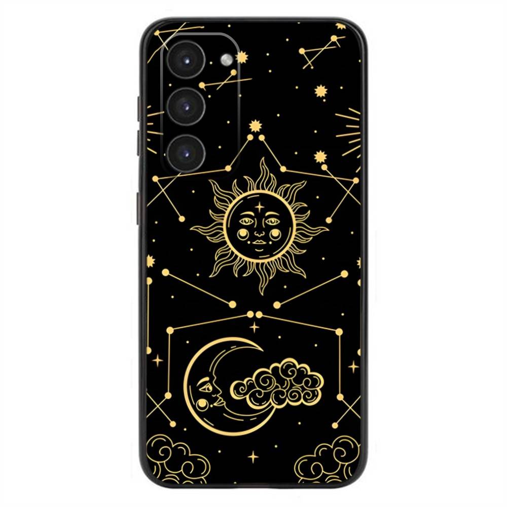 Suns Moons Clouds Astrological Phone Case For Samsung Galaxy A20,21s,22,31,32,52,53,72,73,80,91 Soft Liquid Silicone Black Cover
