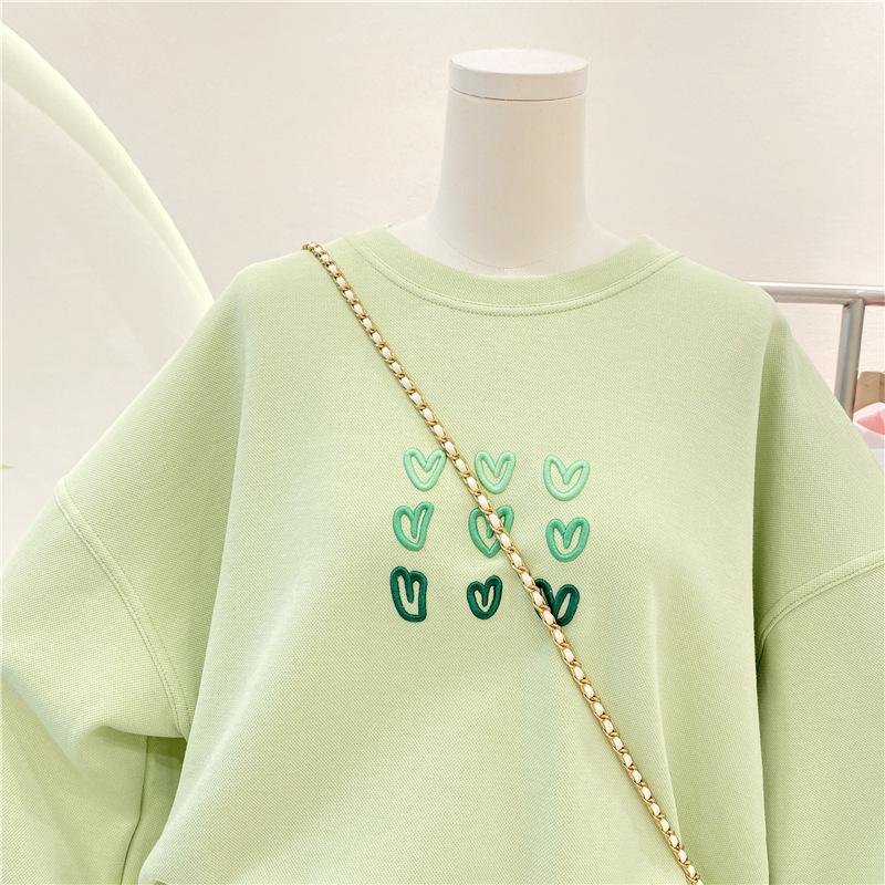 Новинка 2024 года, корейский принт «Любовь», женский свободный топ для весны и осени