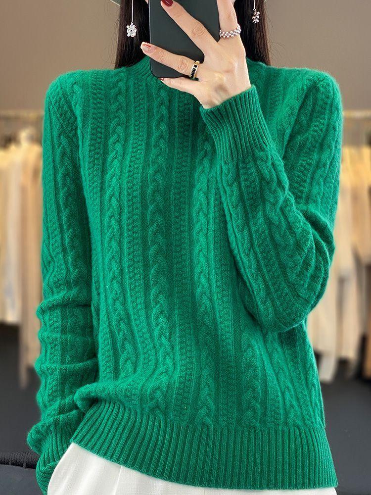 Вязаный свитер Cable Twist Turtle Neck, элегантный свитер с длинными рукавами для осени и зимы, женская одежда