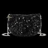 Trendy Mini Half Moon Pu Crossbody Bag With Shiny Sequins For Stylish Women