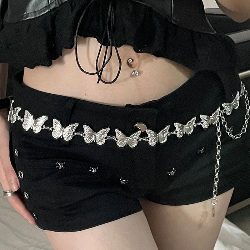 Metal Waist Chain Accessories Dress Spice Girl Xiaoxiangfeng Simple Butterfly Thin Belt Summer