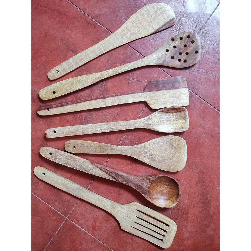 Деревянные сервировочные и кулинарные ложки деревянные коричневые ложки кухонные принадлежности набор из 7 - 8,3 см