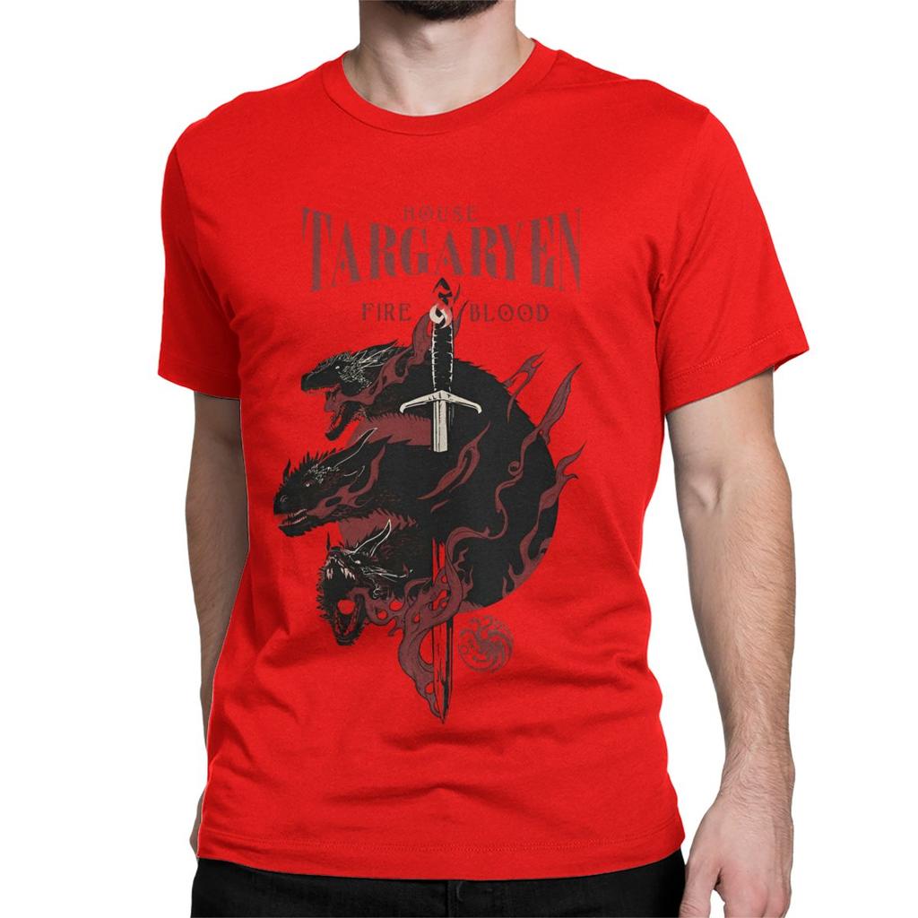Футболка Дом Таргариенов Огонь и Кровь Игра Престолов для Мужчин Женщин Удивительная 100% Хлопок Футболка С Круглым Вырезом 4XL 5XL 6XL Топы