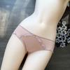Women's Simple Breathable Sexy Satin Patchwork Mesh Low Waist Comfortable Antibacterial Briefs Underwear