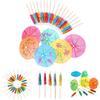 Cocktail Umbrellas, Toothpick Umbrellas, Cocktail and Food Decorations, Mini Paper Umbrellas, Colorful Hawaiian Umbrellas, Fruit Picks (Set of