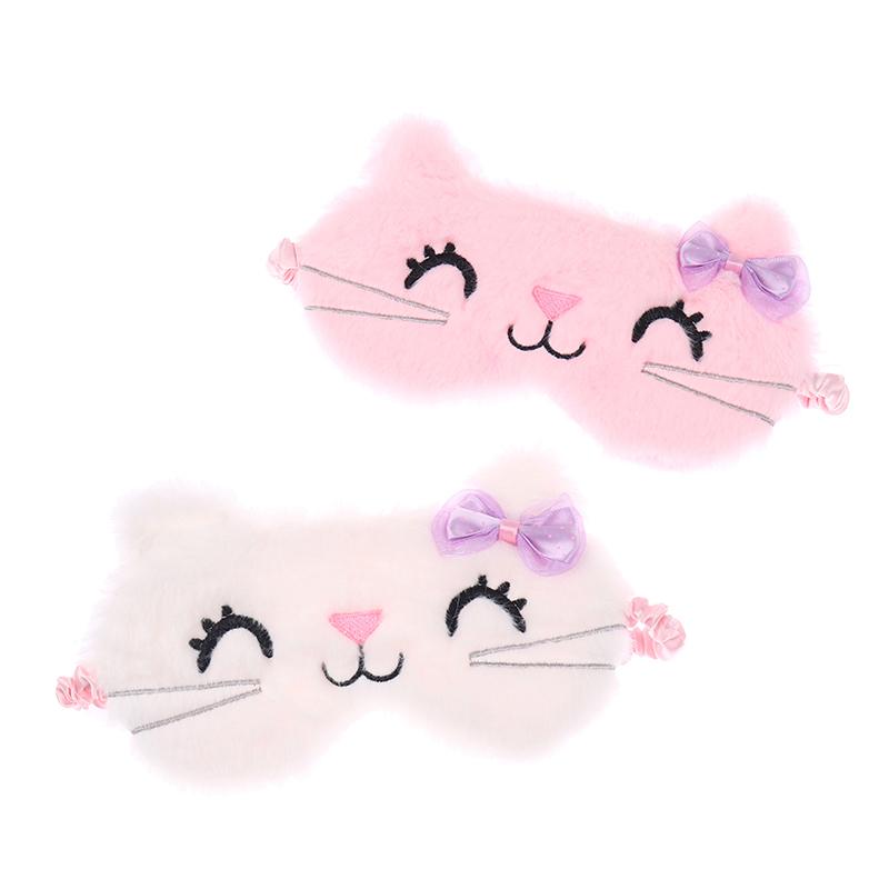 Зимняя мультяшная девушка, затемняющая маска для глаз, детская плюшевая милая маска для глаз с галстуком-бабочкой, котом, маской для сна, обеда, перерыва